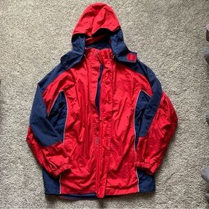 Lands’ End Women’s Squall Waterproof Insulated  Hooded Jacket Red/Blue Size XL